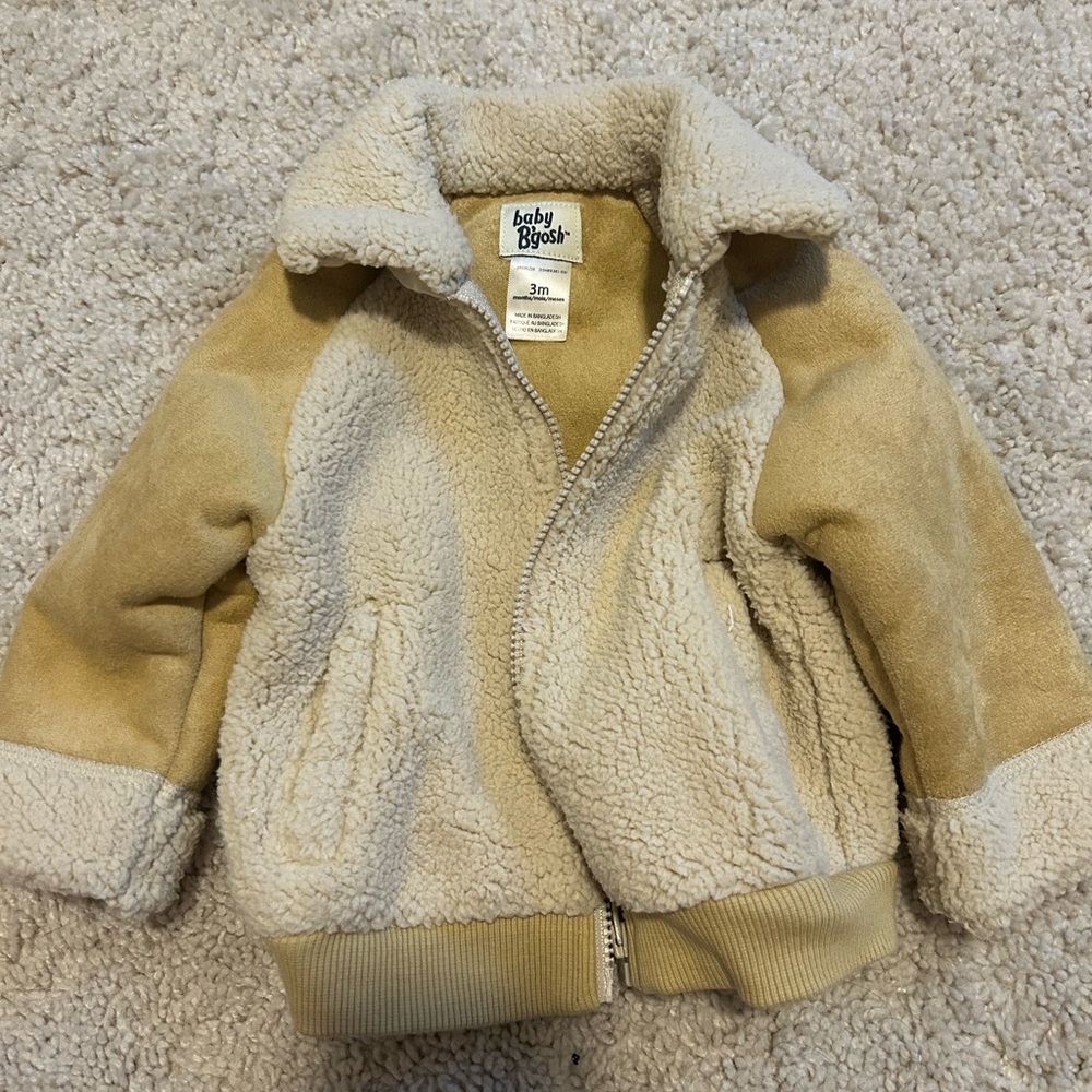 Baby Plush Cream and Tan Puffer Jacket
